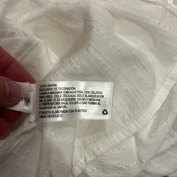 Gorgeous 100% Rayon Flowy Short Sleeve White Peasant Boho Blouse XL - Picture 5 of 5